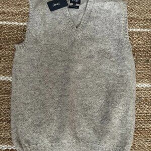 Drake's of London 100% Pure Wool Grey Knitted Handmade Designer Vest Size S NWT